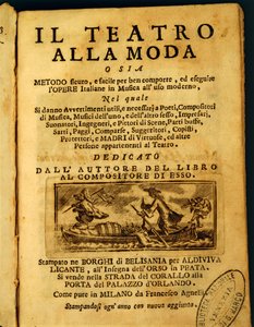 ベネデット・マルチェッロによる「Teatro della Moda」のタイトルページ（リトグラフ版 作： Italian School