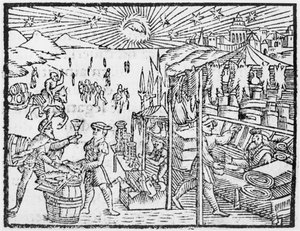1555年にローマで出版されたOlaus Magnus（1490-1558）による北方民族の歴史からのスカンジナビアの貿易 作： Italian School