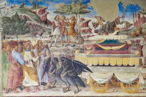 マーキュリーの勝利、月のホール、北壁：「6月」、1468-70年頃（フレスコ画） 作： Italian School