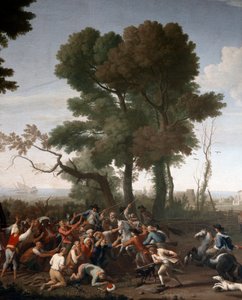 ローマ近郊のマッカレーゼで捕らえられたトルコの海賊たち、詳細（絵画 作： Italian School