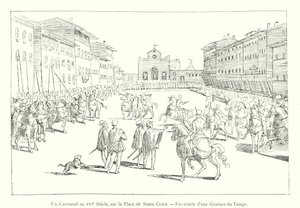 16世紀、サンタ・クローチェ広場にあったカルーセル（版画の複製 作： Italian School
