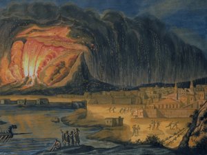 ナポリ近郊のベスビオ火山、1815年頃 作： Italian School