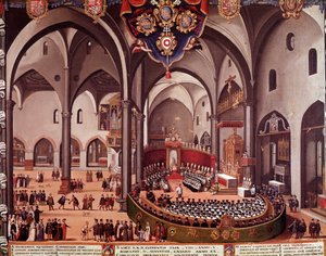 1596年のアクイレイア公会議の様子（Council of Aquileia 作： Italian School