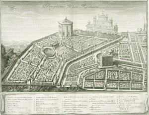 ローマ庭園の眺め、1772-1784 作： Italian School