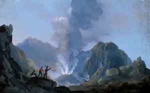 1829年のヴェスヴィオ火山の噴火口の眺め（グワッシュ 作： Italian School