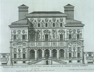ボルゲーゼ公園、ローマのファサードのビュー 作： Italian School
