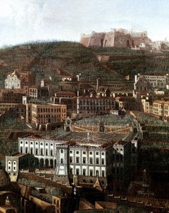 ナポリの空中庭園を持つ宮殿となった旧裁判所の眺め 匿名の絵画 - 18世紀 - ナポリ、サンマルティーノ国立博物館 作： Italian School