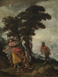 副によって追求された美徳、c.1570-1600（キャンバスに油彩） 作： Italian School
