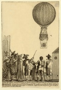 陛下のepubの前に作られた熱気球の眺め。 1793年。 作： Italian School