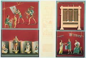 洗濯物を洗濯、乾燥、ポンペイのフレスコ画からコピー 作： Italian School