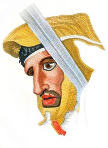 カーサデルファウノ（牧神の家）から撤去されたペルシャ兵の頭である床モザイク、1831年 作： Italian School