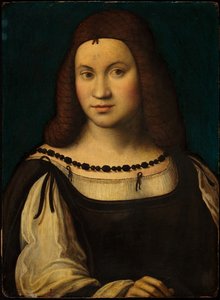 女性の肖像画（パネル上のテンペラ）