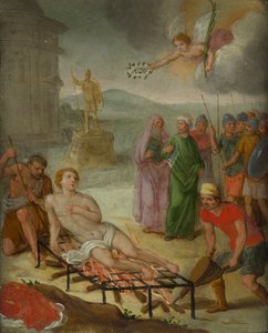 聖ローレンスの殉教、1600〜99年頃（銅に油彩） 作： Italo Flemish School