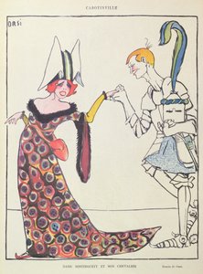 ミスタンゲット (1875-1956) と彼の騎士、「リール」の風刺画 作： Italo Orsi