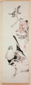 おんどりと天狗仮面、1775年頃（紙にインクと淡色）