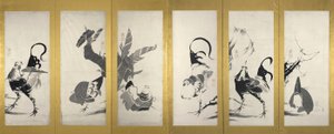 一対の屏風（紙にインク）の1つ（対3742188） 作： Ito Jakuchu