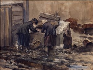 ウラジミロフ、イヴァン・アレクセイヴィッチ（1869-1947）によるペトログラードでの空腹の年。 水彩, ガッシュ ・ 紙 作： Ivan Alexeyevich Vladimirov