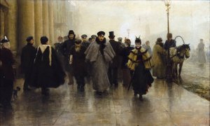 ラ パースペクティブ ネフスキー - ネフスキー プロスペクト - イワン アレクセイヴィッチ ウラジミロフ (1869-1947)。 キャンバスに油彩、1890年代初頭。 寸法 : 41x68 cm プライベート コレクション 作： Ivan Alexeyevich Vladimirov