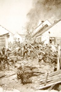 バヨネットで彼らの前を一掃する：ヤロスラフの郊外を襲撃するロシアの兵士（リソ） 作： Ivan Alexeyevich Vladimirov