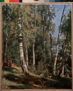 バーチ グローブ (バーチ グローブ) - Ivan Ivanovich Shishkin (Shishkin) (1832-1898) による絵画、キャンバスに油彩 作： Ivan Ivanovich Shishkin