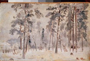 Frost (Hoarfrost) - Ivan Ivanovich Shishkin (Shishkin) (1832-1898) 作、キャンバスに油彩、1890 年頃 - ロシア美術、19 世紀の風景 - State Tretyakov Gallery、モスクワ 作： Ivan Ivanovich Shishkin