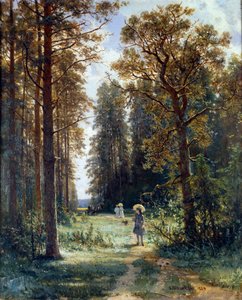森の中の道 森の中の風景を整える。イワン・イワノビッチ・シーシキン（1832-1898）による絵画 1880年 サンクトペテルブルク エルミタージュ美術館 作： Ivan Ivanovich Shishkin