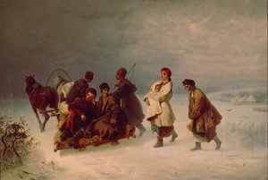 新兵の送別、1860 作： Ivan Ivanovich Sokolov