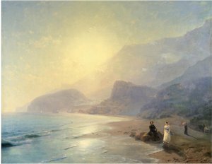アレクサンドルプーシキンとマリアラエフスカヤ、グルズフ近郊、1886年 作： Ivan Konstantinovich Aivazovsky