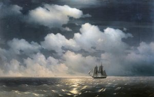 ブリッグマーキュリー号が2隻のトルコ船に襲撃された。 作： Ivan Konstantinovich Aivazovsky