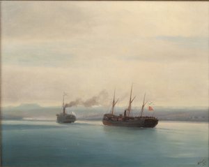 1877年12月13日、1877年のロシアの汽船によるトルコ軍のメルシーナの捕獲 作： Ivan Konstantinovich Aivazovsky