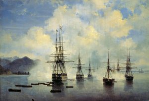 1839年7月にスバスチに上陸したN.ラウスキ将軍。 作： Ivan Konstantinovich Aivazovsky