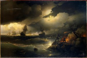 ピーター大王はクラスノイゴルカでビーコンを点灯します 作： Ivan Konstantinovich Aivazovsky