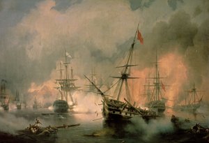 ナヴァリノの海戦、1827年10月20日 作： Ivan Konstantinovich Aivazovsky