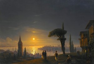 月光のガラタ塔、1845年。