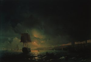1896年の月明かりの夜にオデッサを見る 作： Ivan Konstantinovich Aivazovsky