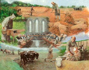 仕事をする僧侶たち、13世紀頃、c1990-2010 作： Ivan Lapper