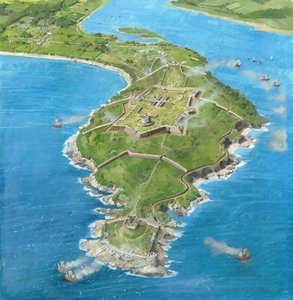 1646年の包囲中のペンデニス城、c1990-2010 作： Ivan Lapper