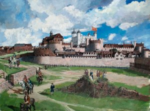 1700年頃、西側から見たロンドン塔の復元図 作： イヴァン・ラッパー