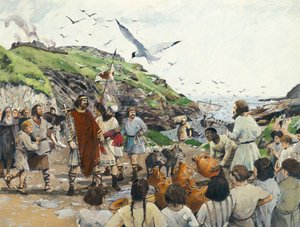 ティンタジェル城 アーサー王の伝説的な生誕地、コーンウォール、暗黒時代、1994 年。