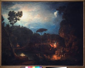 Le bapteme secret (秘密の洗礼) - キエフ大公国のキリスト教化 (9-13 世紀) - Ivan Mikhailovich Tankov (Tonkov) (1740-1799) による絵画、キャンバスに油彩 作： Ivan Michailovich Tankov