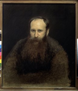 アーティストVasily Vereshchagin（1842-1904）の肖像（アーティストV.Vereshchaginの肖像）。 Ivan Nikolayevich Kramskoi (1837-1887) の絵画、キャンバスに油彩 作： Ivan Nikolaevich Kramskoy