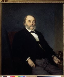 作家イワン・ゴンチャロフ (1812-1891) の肖像 (著者 I.ゴンチャロフの肖像)。 Ivan Nikolayevich Kramskoi (1837-1887) の絵画、キャンバスに油彩 作： Ivan Nikolaevich Kramskoy
