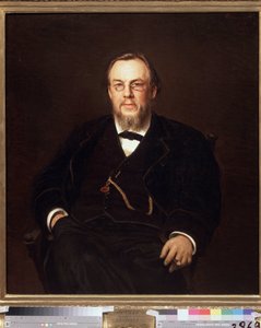 コレクターのセルゲイ・ボトキン博士 (1832-1889) の肖像 (コレクターのセルゲイ・ボトキン博士の肖像)。 Ivan Nikolayevich Kramskoi (1837-1887) の絵画、キャンバスに油彩 作： Ivan Nikolaevich Kramskoy