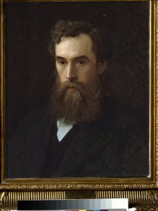アート ギャラリーのコレクター、ディレクター、創設者であるパー​​ヴェル トレチャコフ (1832-1898) の肖像画。 （コレクター、パトロン、ギャラリーの創設者、P.トレチャコフの肖像）。 Ivan Nikolayevich Kramskoi (1837-1887) の絵画、キャンバスに油彩 作： Ivan Nikolaevich Kramskoy