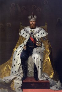 ロシア皇帝アレクサンドル 3 世 (1845-1894) と皇后マリア フョードロヴナ (デンマークのダグマー) の戴冠式アルバム (1847-1928) - 皇帝アレクサンドル 3 世の戴冠式肖像画 (戴冠式アルバムより) 作: クラムスコイ、イヴァン ニコラエヴィッチ 作： Ivan Nikolaevich Kramskoy
