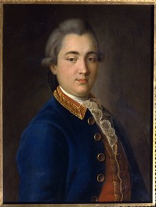騎兵隊の制服を着たボリス ウラジミロヴィッチ シェレメテフ (1754-1811) の肖像画。 （騎兵隊の制服を着たB.V.シェレメテフの肖像）。 Ivan Petrovich Argunov（Argounov）（1729-1802）による絵画、キャンバスに油彩