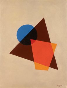 透明な赤、茶色、青のコンポジション、1920年。 作： Ivan Vassilyevich Klyun