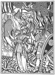 イリヤミュロメッツとスヴィアトゴルスの妻、1912年 作： Ivan Yakovlevich Bilibin