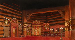 オペラの舞台デザイン、N。リムスキーコルサコフ作「皇帝の花嫁」、1930年 作： Ivan Yakovlevich Bilibin