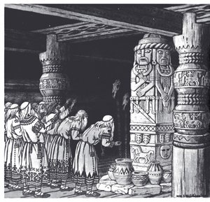 スヴェトヴィッド神の礼拝、1934 作： Ivan Yakovlevich Bilibin